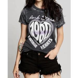 NEW RECYCLED KARMA rock stars vintage hearts tee in black